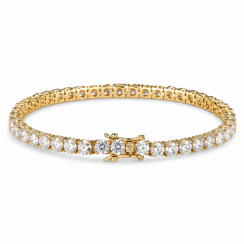 Gold bracelet with diamonds on a white background